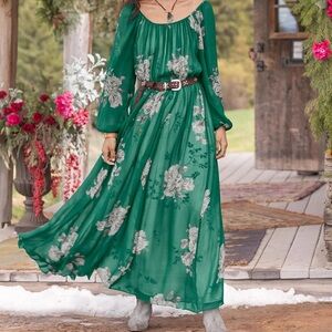 “Cataline Maxi” dress in Jade green viscose. New with tags from Sundance.